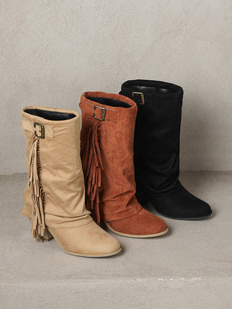 Vintage Frange Mi-Mollet Western Bottes 10