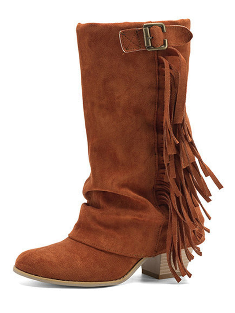 Vintage Frange Mi-Mollet Western Bottes 12