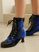 Bottines vintage en velours et cuir verni - 2