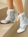 Bottines victoriennes à lacets, perforations et talon moyen