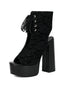 Chaussures en dentelle à bout ouvert lacets et talon épais