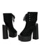 Chaussures à Bout Ouvert et Lacets à Talon Épais en Dentelle
