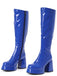 Bottes en cuir PU à bout rond, plateforme et talon épais