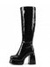 Bottes en cuir PU à bout rond, plateforme et talon épais