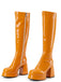 Bottes en cuir PU à bout rond, plateforme et talon épais