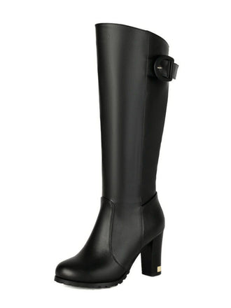 Bottes cavalières hauteur genou à talon bloc et boucle