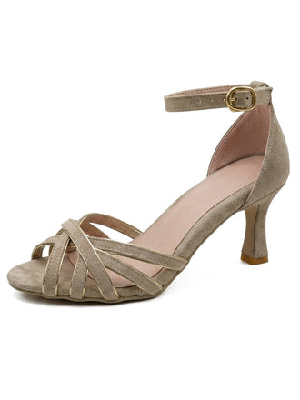 Escarpins Beige Daim Bride Cheville à Lanières