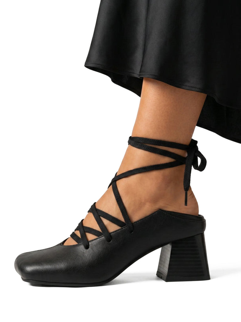 Chaussures Bout Carré Lacées Talon Bloc 2