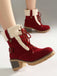 Bottines richelieu en nubuck à lacets, doublure peluche et talon épais - 17