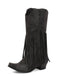 Bottes western bohèmes à franges, talon épais et hauteur mi-mollet