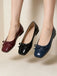 Ballerines vintage en similicuir à bout carré et nœud