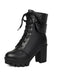 Bottines militaires en similicuir à lacets et talon épais - 1