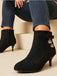 Bottines noires en flanelle à nœud, strass et talon conique