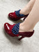 Escarpins rétro à pois en flanelle et talons hauts épais