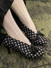 Chaussures à talons hauts vintage à pois, nœud et pampilles - 3