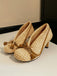 Chaussures à talons hauts vintage à pois, nœud et pampilles - 7