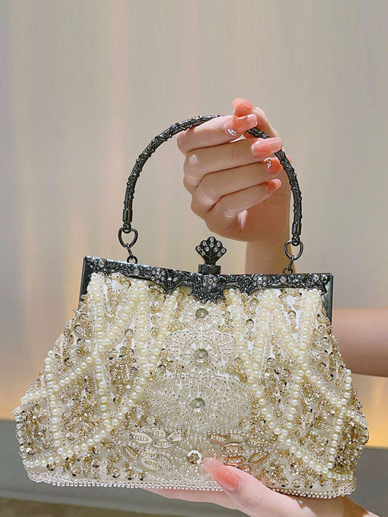 Sac à main vintage à paillettes et perles