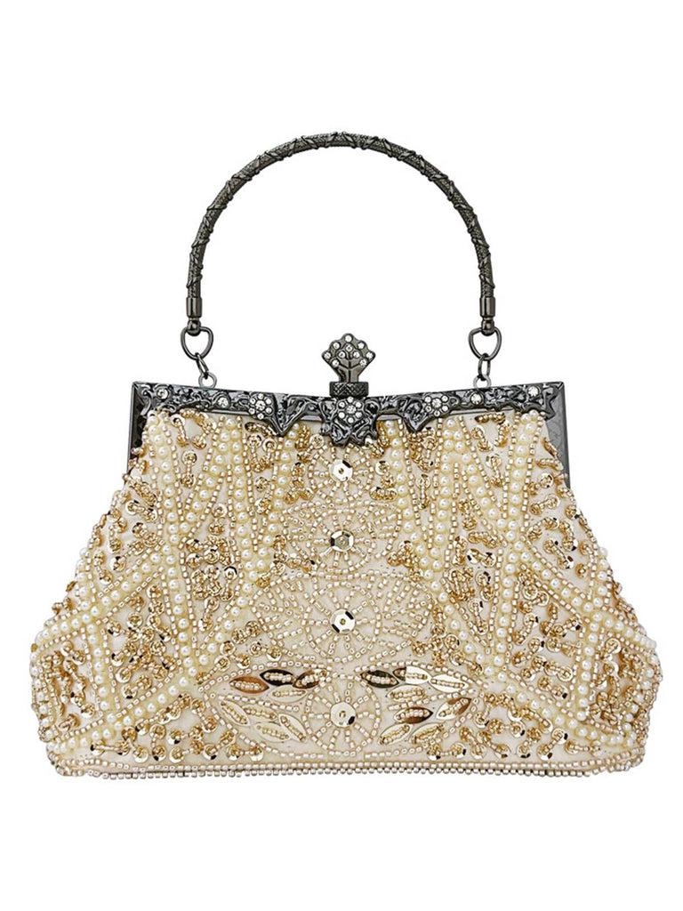 Sac à main vintage à paillettes et perles