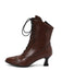 Bottines Victoriennes Violettes à Bout Pointu Lacets et Petit Talon