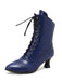 Bottines Victoriennes Violettes à Bout Pointu Lacets et Petit Talon