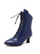 Bottines Victoriennes Violettes à Bout Pointu Lacets et Petit Talon