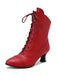 Bottines Victoriennes Violettes à Bout Pointu Lacets et Petit Talon