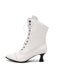 Bottines Victoriennes Violettes à Bout Pointu Lacets et Petit Talon