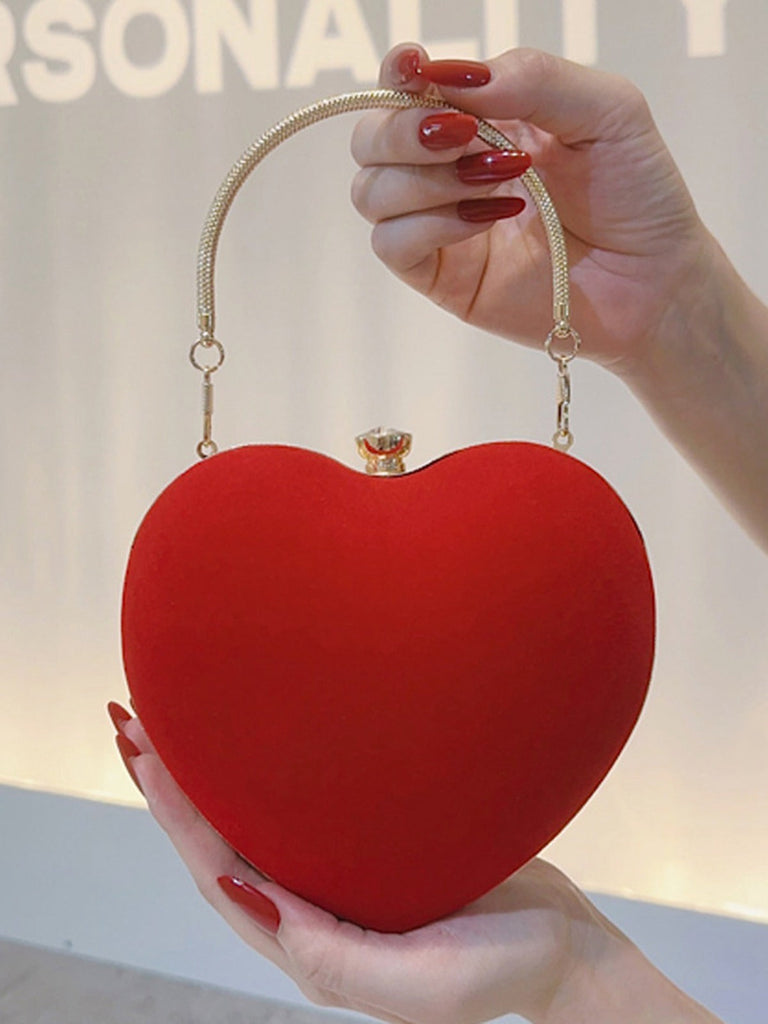 Sac à main vintage en velours forme de coeur