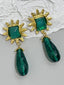 Boucles d'oreilles rétro en alliage d'or émeraude