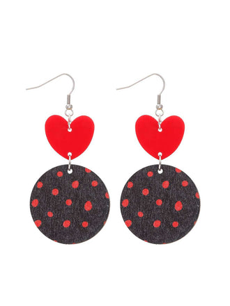Boucles d'oreilles pendantes à pois en forme de cœur