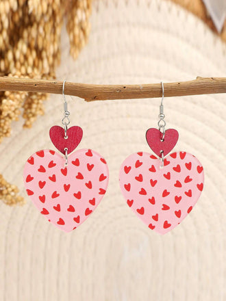 Boucles d'oreilles vintage en forme de cœur rose et rouge