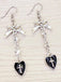 Boucles d'oreilles gothiques en croix de cœur et nœud papillon