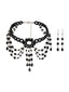 Ensemble collier et boucles d'oreilles avec pendentif en cristal gothique noir