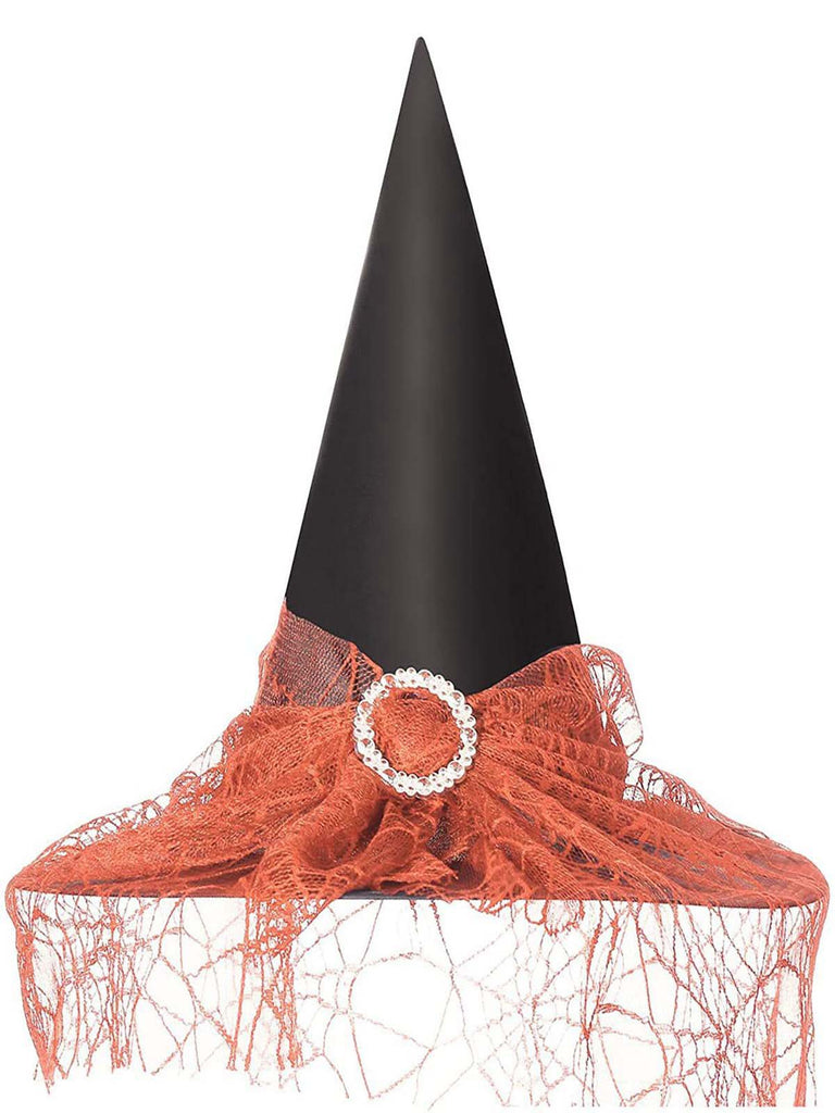 Chapeau de sorcière pointu en maille patchwork pour Halloween