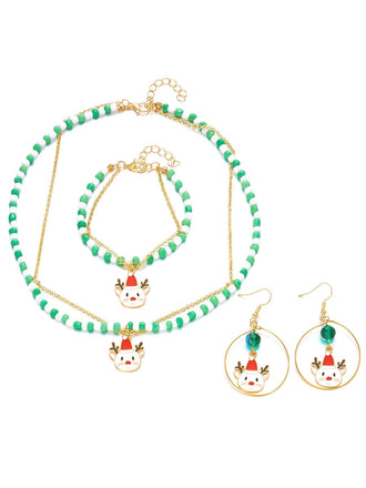 Ensemble collier bracelet et boucles d'oreilles vintage en perles de Noël