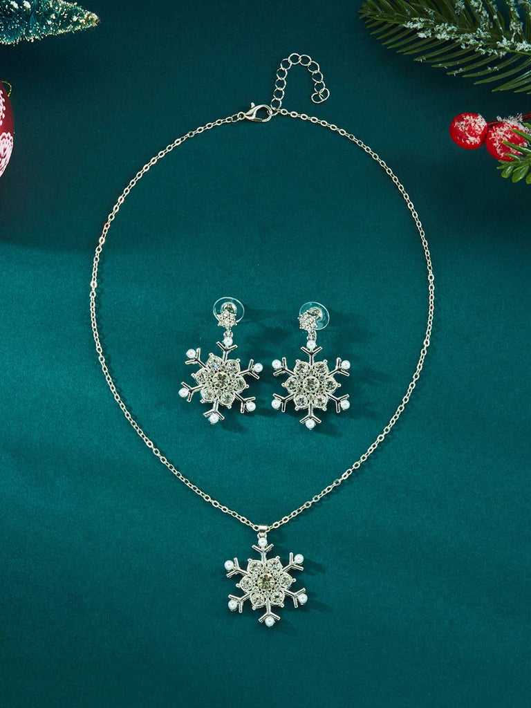 Ensemble de bijoux vintage collier et boucles d'oreilles flocon de neige
