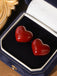 Boucles d'oreilles puces en forme de cœur rouge pour la Saint-Valentin