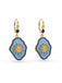 Boucles d'Oreilles Bleue Pendantes Fleur Vintage