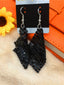 Boucles d'oreilles pendantes carrées en filet
