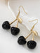 Boucles d'Oreilles Pendantes Vintage Cerises Noires 4