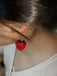 Rouge Étincelant Strass Fraise Boucles d'Oreilles Pendantes 2