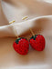 Rouge Étincelant Strass Fraise Boucles d'Oreilles Pendantes 3