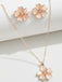 Ensemble Collier et Boucles d'Oreilles Rose à Pendentif Fleur en Cristal 4