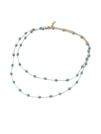 Collier Bohème Double Rang de Perles Turquoises