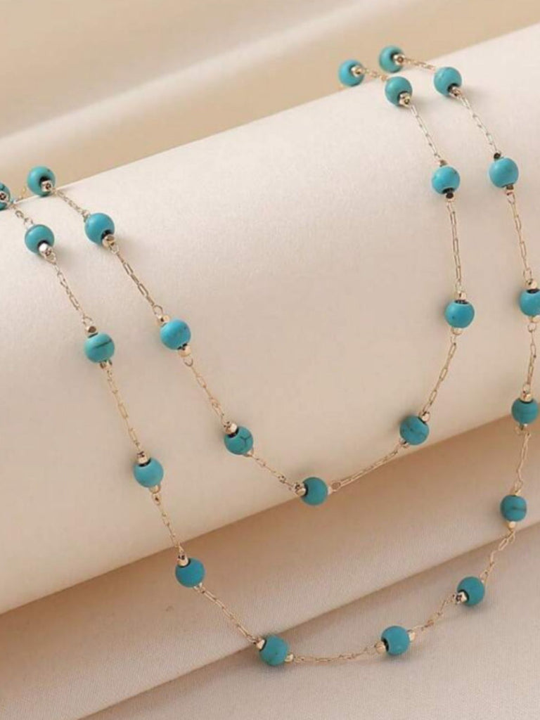 Collier Bohème Double Rang de Perles Turquoises 4