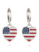 Boucles d'Oreilles Pendentif Cœur Drapeau Rouge Bleu Blanc