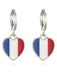 Boucles d'Oreilles Pendentif Cœur Drapeau Rouge Bleu Blanc 2