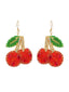 Boucles d'Oreilles Pendantes Cerises Rouge