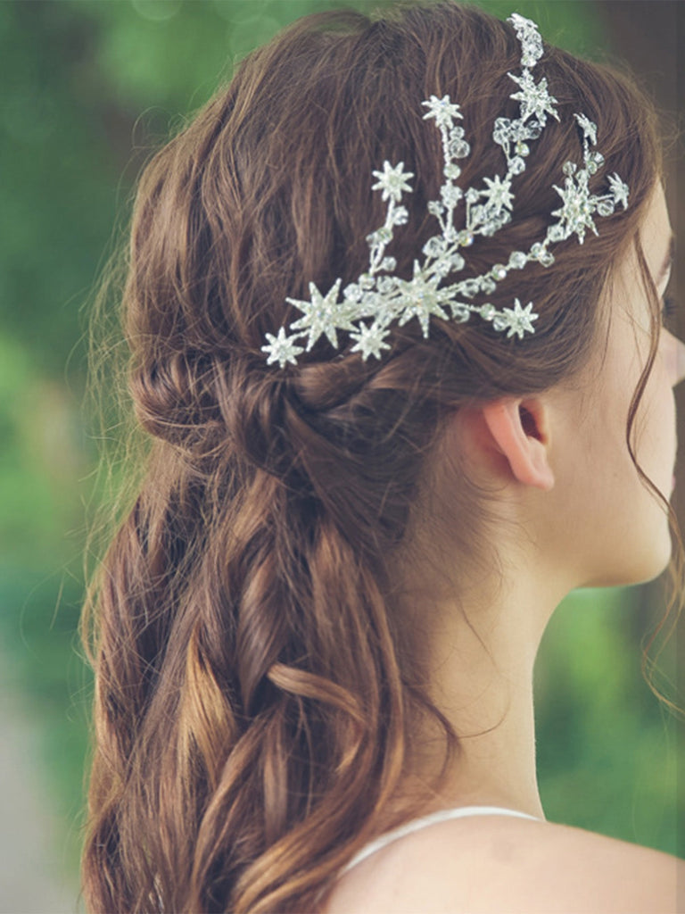 Pince à Cheveux Étoile Rayons Strass Argent 2