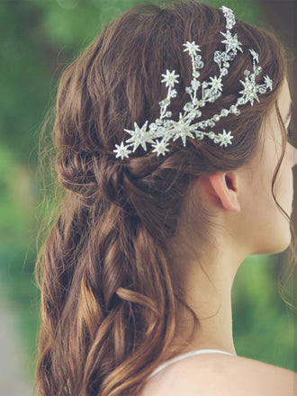 Pince à Cheveux Étoile Rayons Strass Argent 2